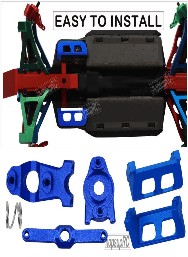 hopsupRC RC Upgrades Part for 1/16 E-Revo/Mini Summit/Mini Slash,Aluminum Servo Guards Protector & Servo Saver Steering Bellcrank,RC Guards Steering Servo Cover Plate,Navy Blue - Image 4